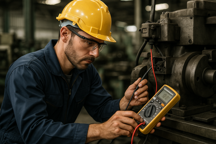 service technician working on machinery